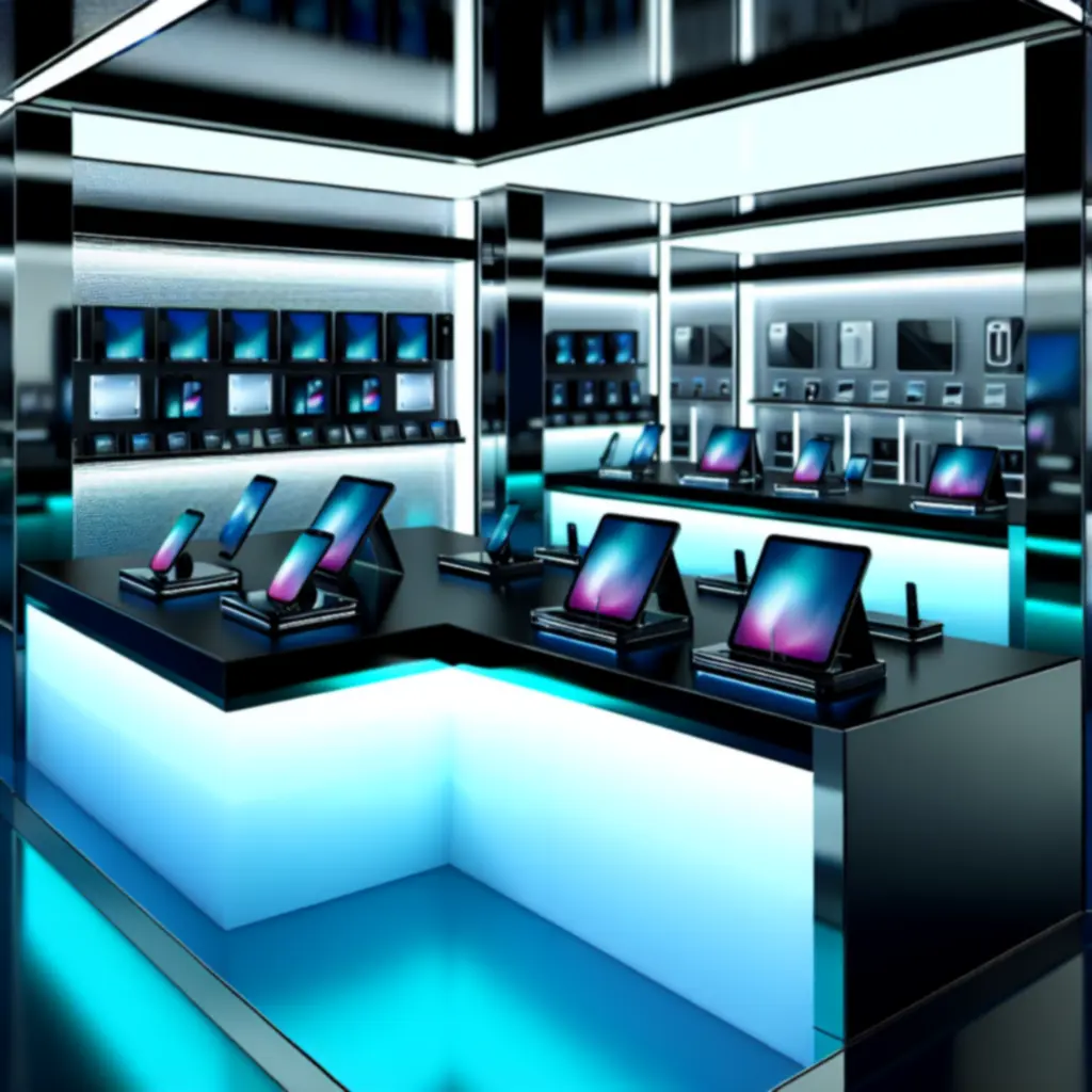 Futuristische elektronica op een high-tech display bij GadgetLixir