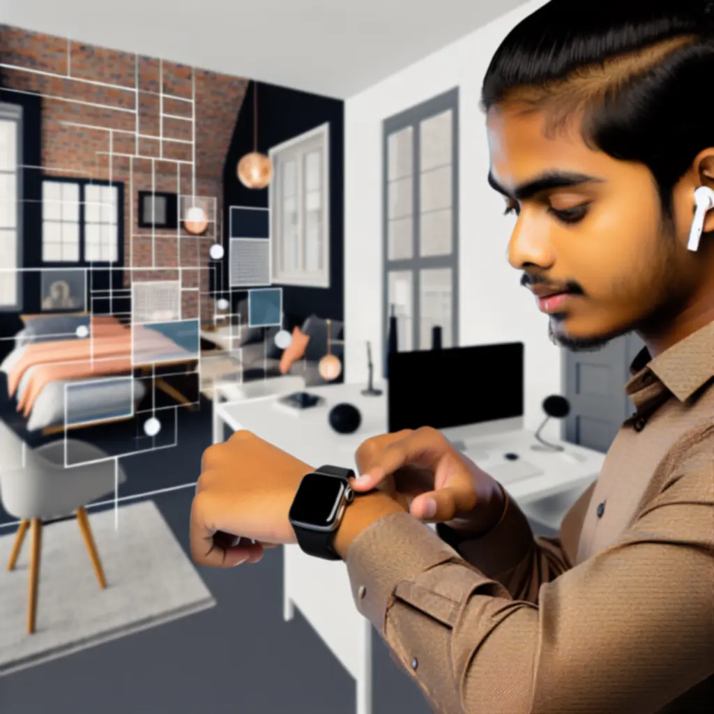 Lifestylebeeld van technologische accessoires in een moderne setting